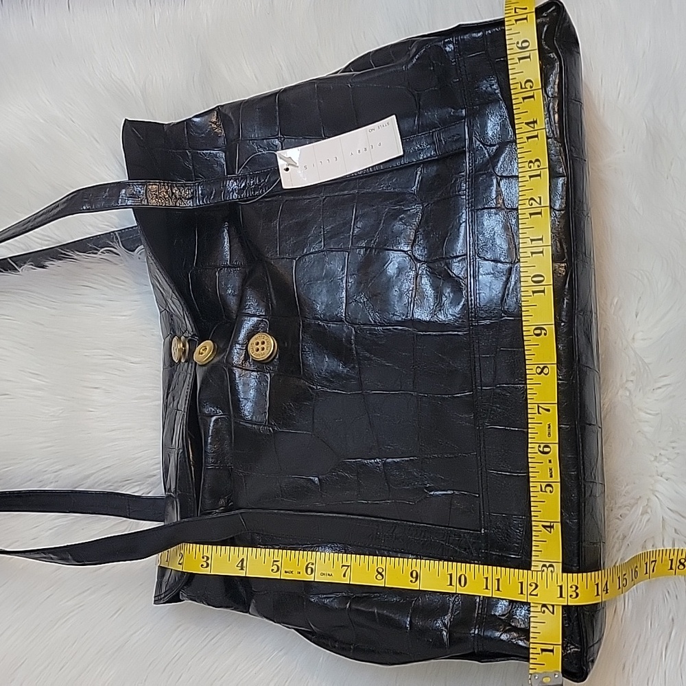Elegant Vintage Black Leather Croc-Embossed Women's Tote Bag - Picture 8 of 15